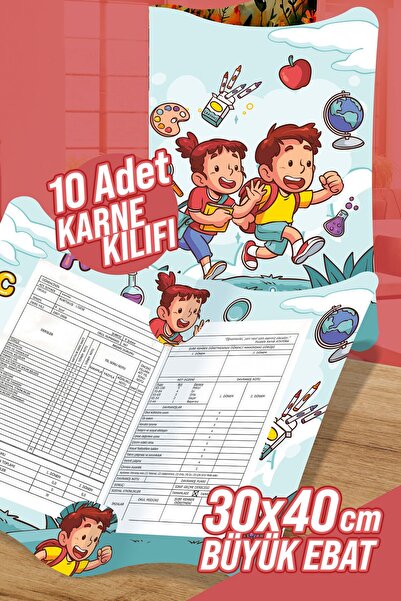 colortouch Bilim ve ÇocuklarA4 Karne Kabı Kılıfı 10 Adet Büyük Ebat 30x40 Cm Ilkokul Karne Kılıfı Karne Süsleme