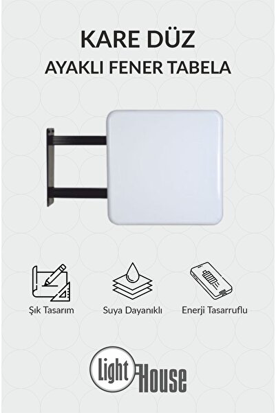 DİNAMİK Çift Taraflı Işıklı Kare Fener Tabela 60cm Düz Ayak