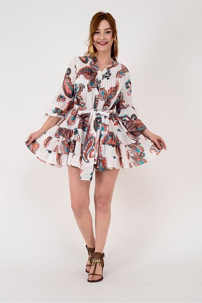 Park Moda AN10666 ΚΟΝΤΟ ΦΟΡΕΜΑ ΜΕ ΜΟΡΦΑ ΣΑΛΙΟ ΚΑΙ ΛΕΠΤΟΜΕΡΗ ΖΩΝΗ