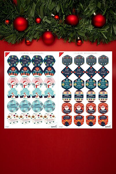 colortouch Yılbaşı Temalı Sticker ,hediye Paketi Etiketi 48 Adet