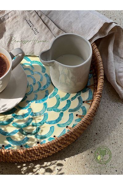 Renesse Home Esila Handmade Pearlescent Rattan Tray (30CM)