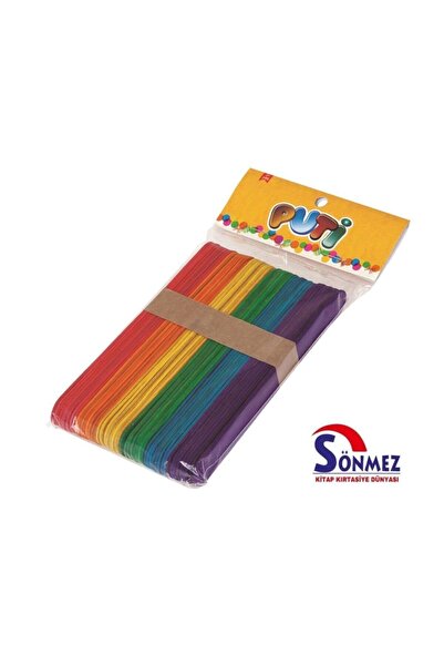 Puti Ahşap Büyük Çubuk Renkli 50'li Paket