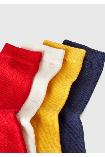 United Colors of Benetton Комплект от 4 чифта жълти чорапи с микс мотиви за момчета