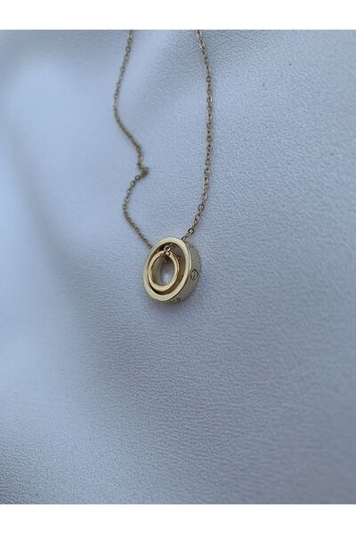 KAD COLLECTION Double Ring Detailed Necklace