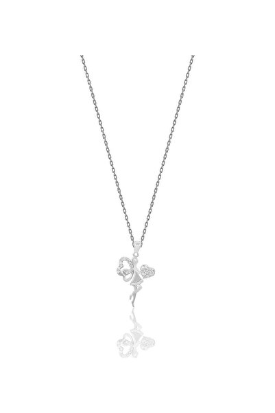 ADA LİFE GÜMÜŞ Zirkon Taşlı Kalpli Aşk Meleği Gümüş Kadın Kolye