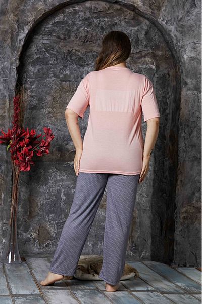 Temporium Plus Size Printed Women's Bamboo Pajama Set - Short Sleeve