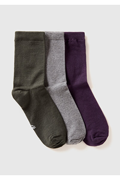 United Colors of Benetton Gray Unisex 3-piece Socks Set