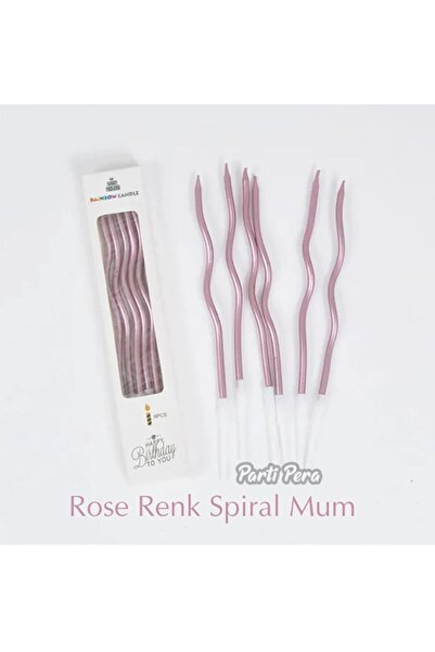 parti pera Rose Gold Pasta Mumu Spiral Kıvrık Mum 6'lı