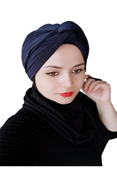BAV Butik Ayvitrin Women's Hand-Wrapped Bonnet Navy Blue