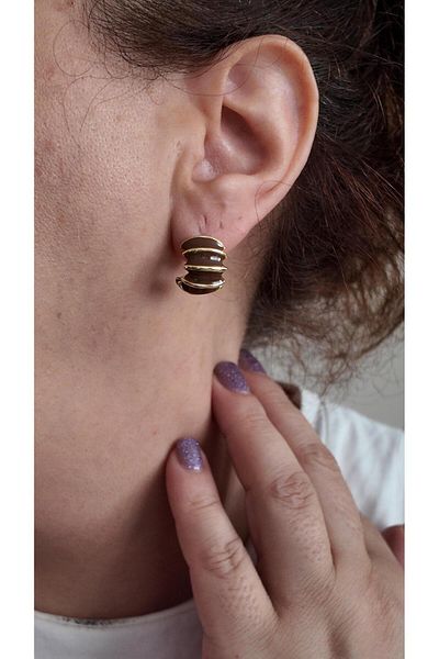 Selen Aksesuar Steel Enamel Earrings