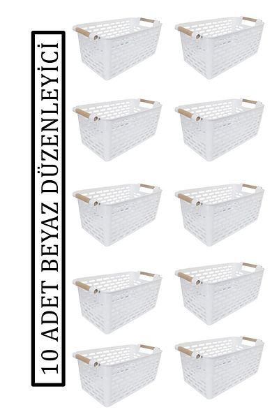 KRM HOME 10 τμχ Λευκό Πλαστικό Καλάθι Organizer - Εσωτερικό ντουλάπι & Organizer συρταριών