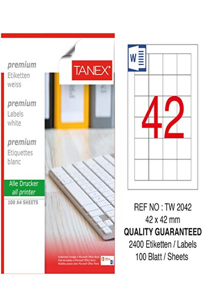 Ürün Evim Bela Tanex laserska etiketa - 42*42 mm, 100 komada, TW-2042