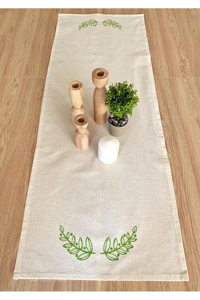 Soft Colours Παραδοσιακό Ξύλινο εμπριμέ 100% βαμβακερό δρομέας - 40x140 cm