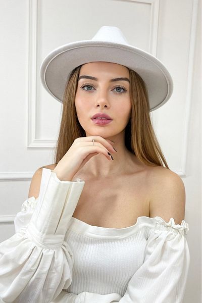 HatClub Exclusive Panama Fedora Adjustable White Color Women's Hat Inside the Trilby Model
