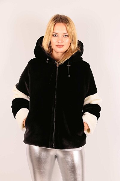 Redpoint Jackets Suni Kürk Kapşonlu Siyah Kadın Ceket