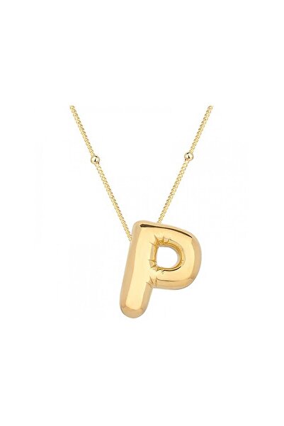EVRİM AKDAMAR P HARFİ BUBBLE GOLD RENK BALON HARF KOLYE