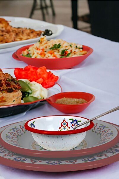 İnci Emaye No. 13 Enamel Bowl - Plate, Dowry, Pit Plate, Soup Bowl, Food Plate - 13 Cm