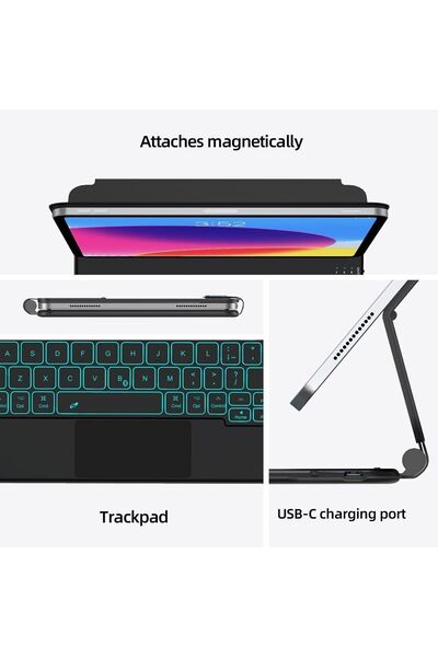 Fogy Ipad Pro 12.9" 2021.2022 5. 6. Nesil Uyumlu M1,m2 Magic Keyboard Touchpad Işıklı Klavyeli Kılıf