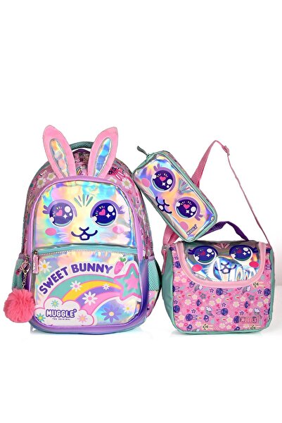 MUGGLE 9098 Sweet Bunny - حقيبة ظهر مدرسية مكونة من 3 قطع