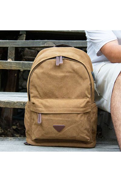 Alone 5044 Μοντέλο Canvas Laptop Backpack με θήκη - Καφέ