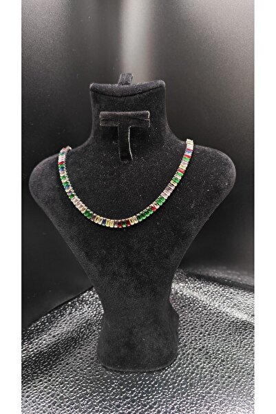 bellss accessory Renkli Taşlı Baget Kolye