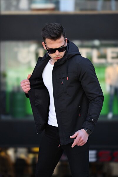 Fk class Čierna pánska nepremokavá pláštenka s kapucňou