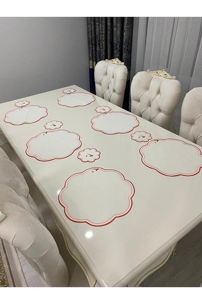 İNCİ ÇEYİZ 12 Pieces First Quality Linen Love Birds Embroidered American Serving Charger and Presentation Napkin