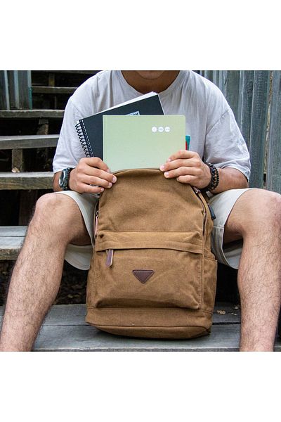 Alone 5044 Μοντέλο Canvas Laptop Backpack με θήκη - Καφέ