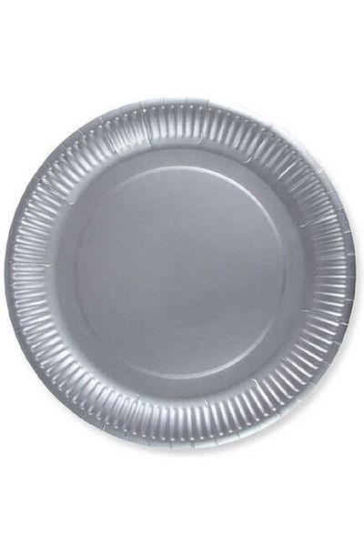 Benim Marifetlerim 8 Plain Silver Cardboard Plates