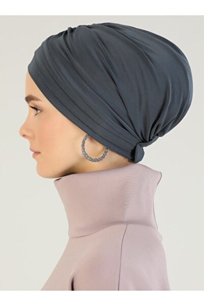 Mervin Şal Crossed Three-Striped Ready-made Scarf - Anthracite - 25 -