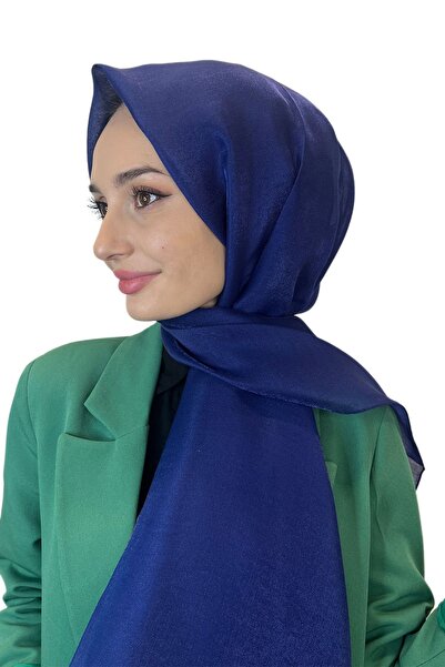 Siyane Scarf Tül Görünümlü Şal - Pırlanta Abiye Düğünlük Şal 00790 Lacivert