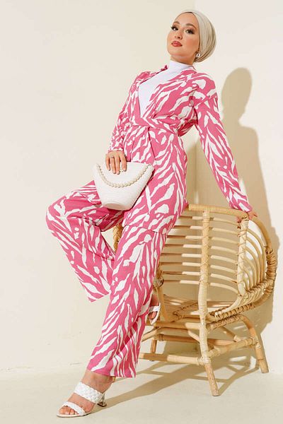 VOLT CLOTHİNG Wzorzysty, owinięty damski komplet kimono