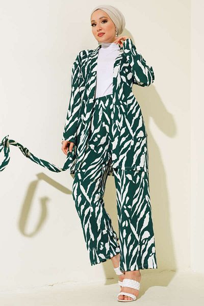 VOLT CLOTHİNG Kadın Desenli Bürümcük Kimono Takım