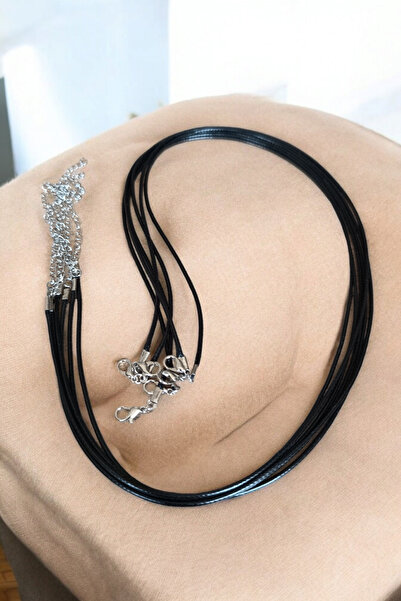 MGA DOĞAL TAŞ أسود اللون 56 سم 3 قطع من الجلد المطاطي ذو المظهر الجلدي، قلادة...