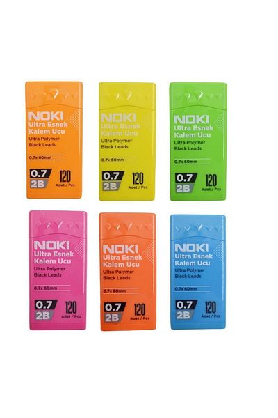 Noki Ultra Flexible 2B 0.7 Pen Tip Min 120pcs 6 Tubes