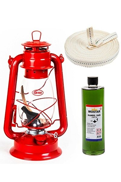MOSTAR41 Kırmızı Orta Boy Gemici Lambası 250ml Yakıtı 1m Fitil Gaz Lambası Se...