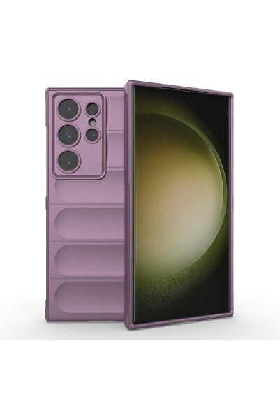 Posso Samsung Galaxy S24 Ultra Uyumlu Kılıf Arkası Dalgalı içi Süet Kolay Temizlenebilir Silikon Kapak