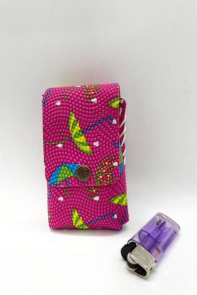 MENİSE Faux Leather Cigarette Holder - Umbrella Patterned