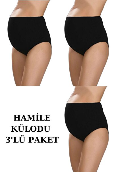 X BAMBOO Chiloți negri de maternitate - 100% bumbac, de recuperare, pachet de 3