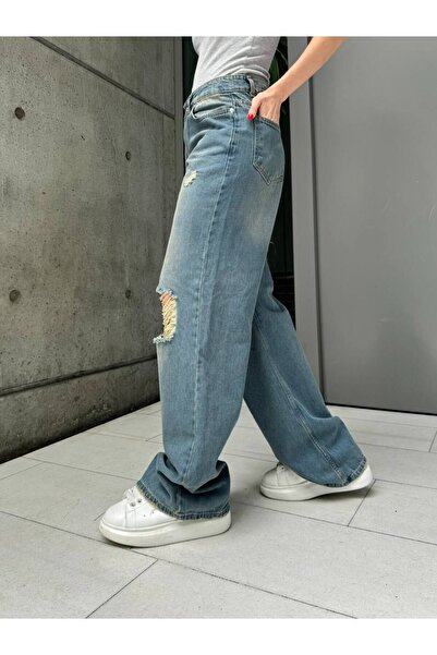 DENİKK Trend Ripped Detailed Flowy Baggy Jean Pants