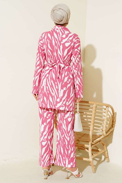 VOLT CLOTHİNG Wzorzysty, owinięty damski komplet kimono