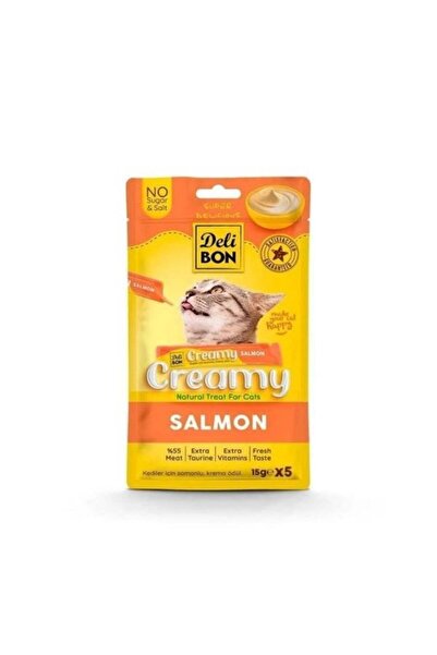 Delibon Creamy Somonlu Sıvı Kedi Ödül Maması 5x15 gr