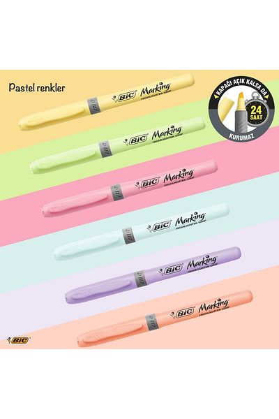 Bic Marking Highlighter Grip Pastel Pen Type Highlighter 6-Piece Blister
