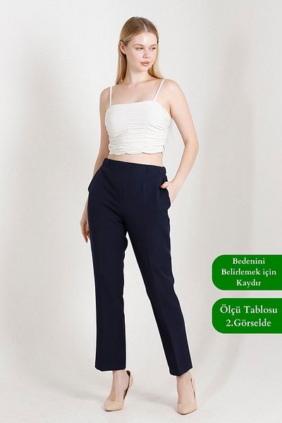 Balenbi Women's Tube Leg High Waist Lycra Woven Winter Trousers 1009