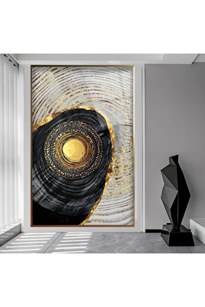 EMYA HOME Pictură pe sticlă cu modele abstracte cu cadru metalic