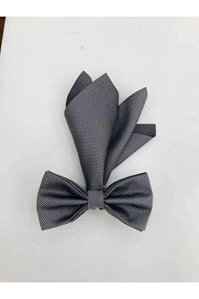 CRWAT ® ربطة عنق من القماش المنسوج باللون الرمادي / 03 - مع منديل