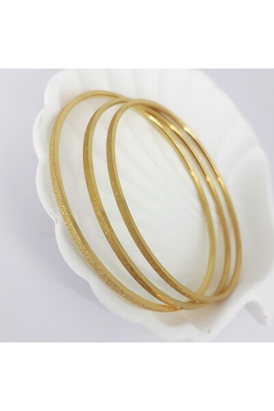PİNA HEDİYELİK AKSESUAR ÇELİK BİLEKLİK GOLD ALTIN RENK 3 LÜ SİMLİ AJDA BİLEZİK