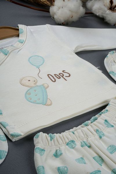 Bebitof 5-Piece Green 100% Cotton Baby Combed Cotton Set - for Hospital Exit