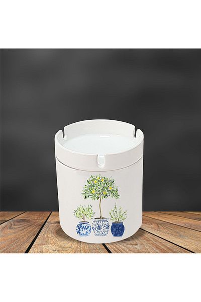 LAZZERS HEDİYELİK Porcelain Ash Tray with Lemon and Olive Design