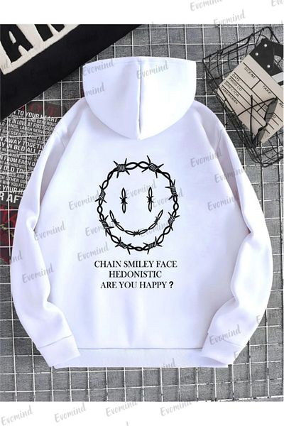 Evomind Smiling Face Printed Unisex Παιδικό και Ενήλικο φούτερ - Αγκαθωτό